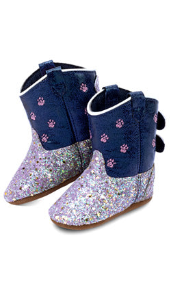 10147 Old West Infant Purple Sparkle Boots