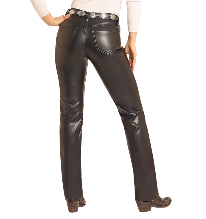 5066 Rock & Roll Ladies Leather Modest Boot Cut Jeans