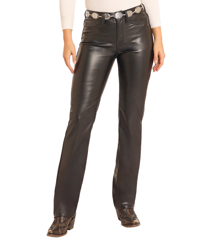 5066 Rock & Roll Ladies Leather Modest Boot Cut Jeans