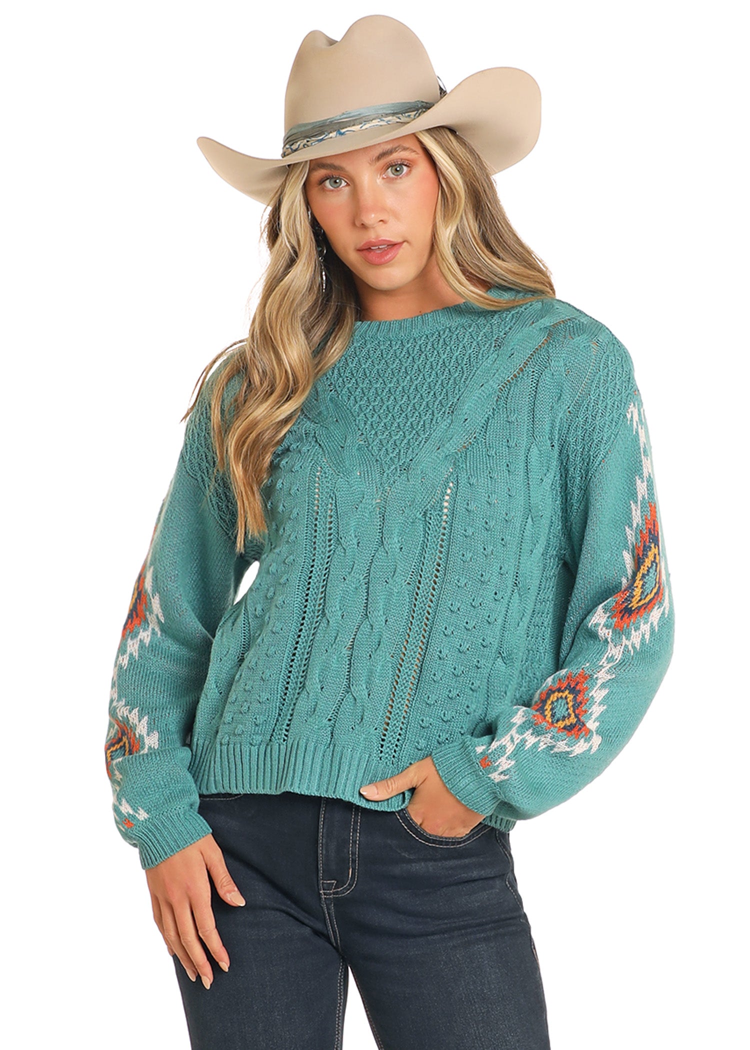 4469 Ladies Aztec Sleeved Sweater