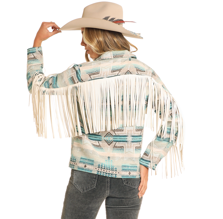 4317 Rock & Roll Ladies Aztec Fringe Blazer