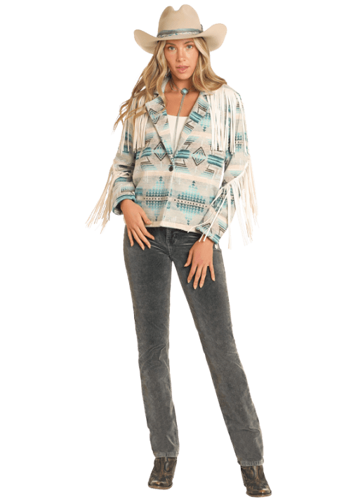 4317 Rock & Roll Ladies Aztec Fringe Blazer