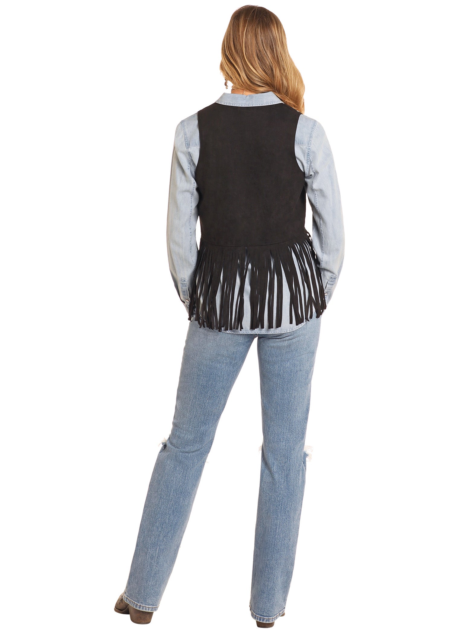 4549 Rock & Roll Ladies Studded Fringed Vest