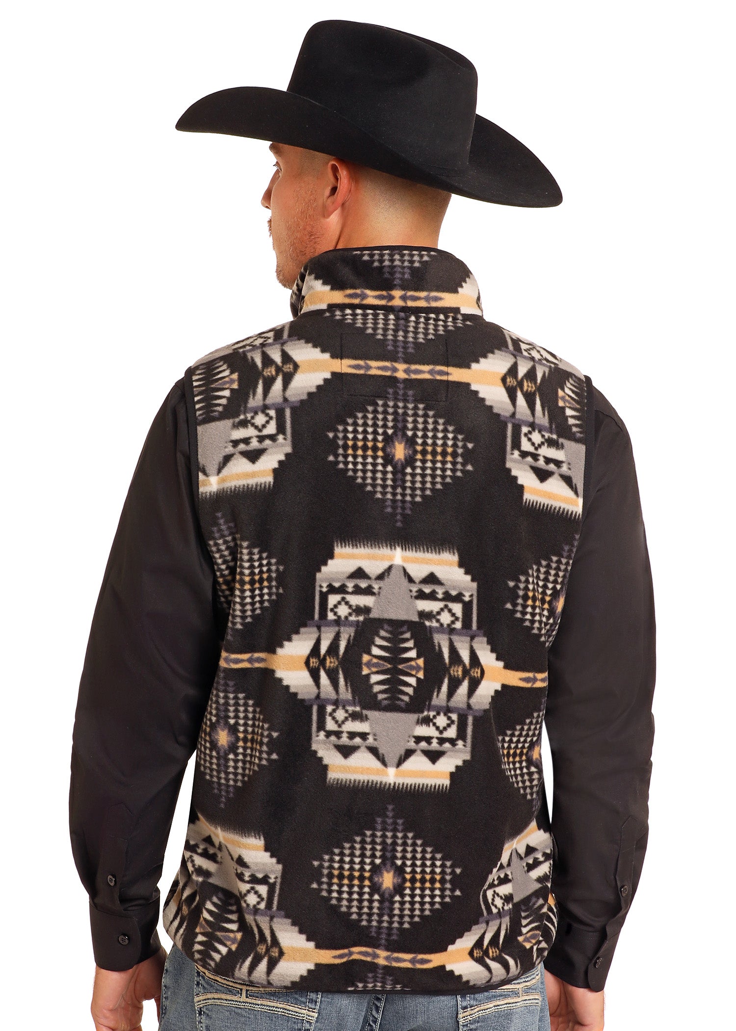 4093 Rock & Roll Men's Aztec Print Fleece Vest