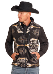 4093 Rock & Roll Men's Aztec Print Fleece Vest