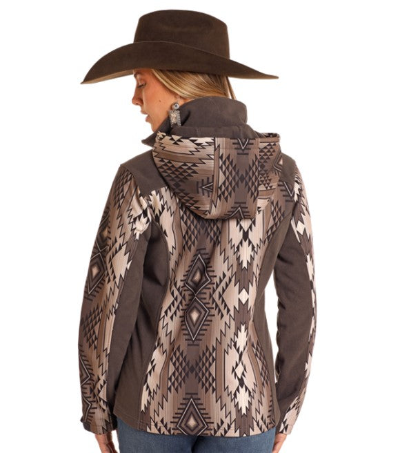 4067 Powder River Ladies Aztec Print Softshell Jacket