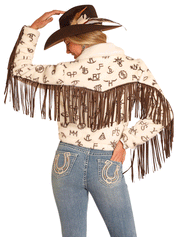 4146 Panhandle Women's Cattle Brand Fur Fringe Jacket