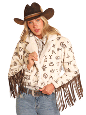 4146 Panhandle Women's Cattle Brand Fur Fringe Jacket