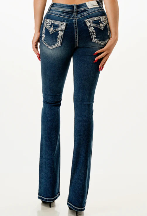 1809 Grace In LA Floral Bootcut Jeans