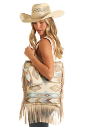 4369 Rock & Roll Ladies Aztex Print With Fringe Bag